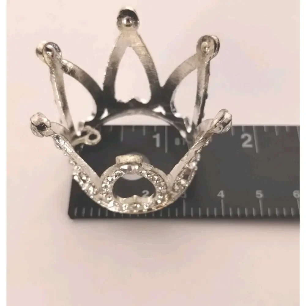 Mini Crown Silver/Metal Cake Toppers Flower Bouquet Style 1.5 Inches - LOT- 13